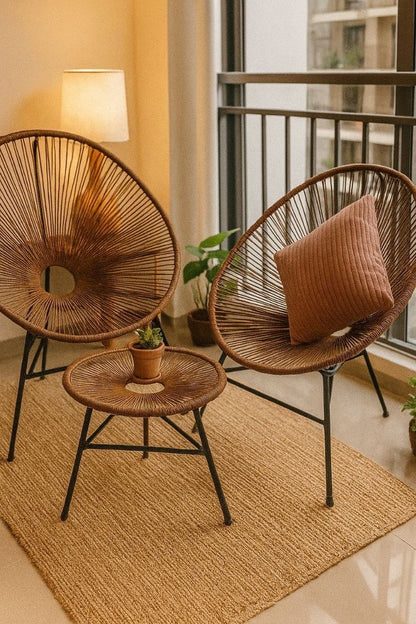 Set Acapulco Símil Yute — 2 Sillones + Mesa